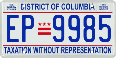 DC license plate EP9985