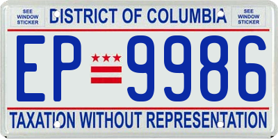 DC license plate EP9986