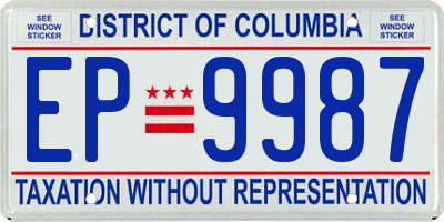 DC license plate EP9987