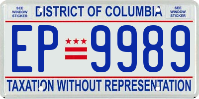 DC license plate EP9989