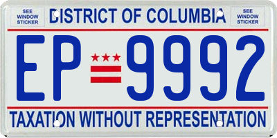 DC license plate EP9992