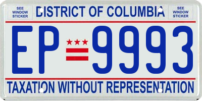 DC license plate EP9993