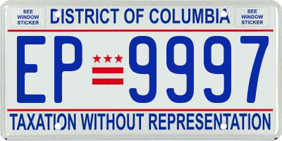 DC license plate EP9997