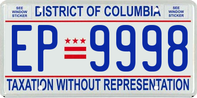 DC license plate EP9998
