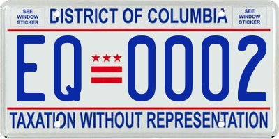 DC license plate EQ0002