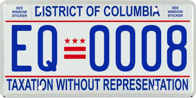 DC license plate EQ0008