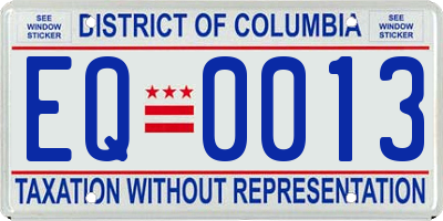 DC license plate EQ0013