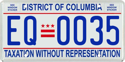 DC license plate EQ0035