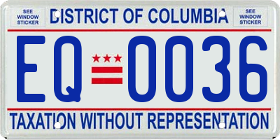 DC license plate EQ0036