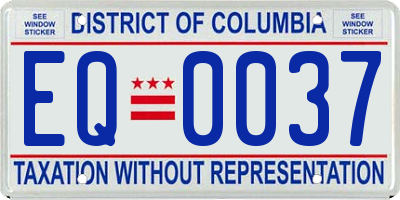 DC license plate EQ0037