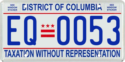 DC license plate EQ0053
