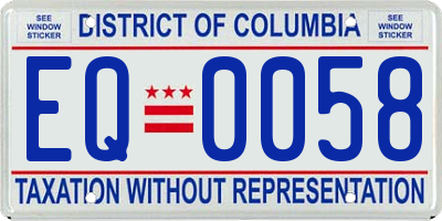 DC license plate EQ0058
