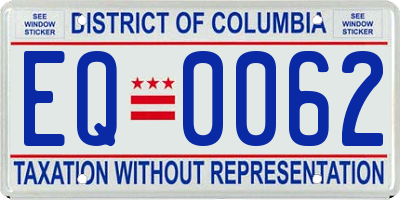 DC license plate EQ0062