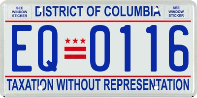 DC license plate EQ0116
