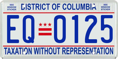 DC license plate EQ0125