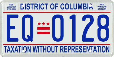 DC license plate EQ0128