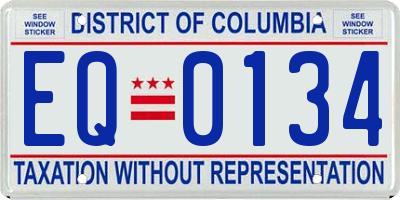 DC license plate EQ0134