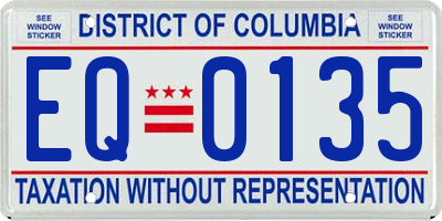 DC license plate EQ0135