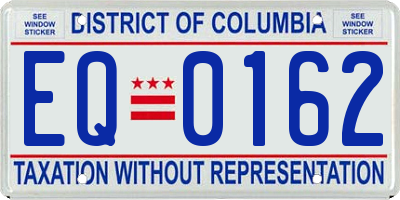 DC license plate EQ0162