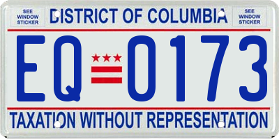 DC license plate EQ0173