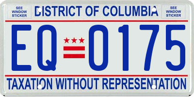 DC license plate EQ0175