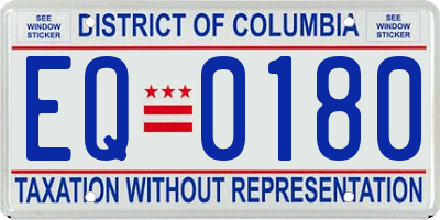 DC license plate EQ0180