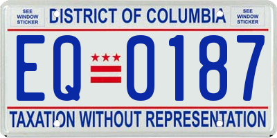 DC license plate EQ0187