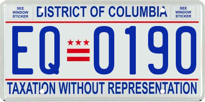 DC license plate EQ0190