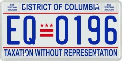 DC license plate EQ0196