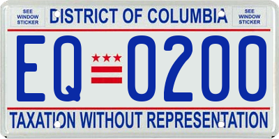 DC license plate EQ0200