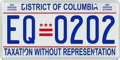 DC license plate EQ0202