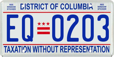 DC license plate EQ0203