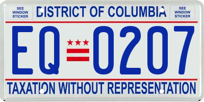 DC license plate EQ0207