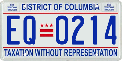 DC license plate EQ0214