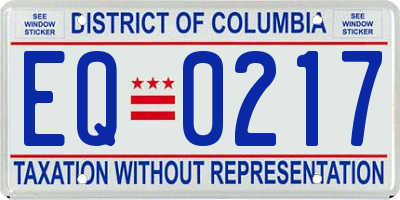 DC license plate EQ0217
