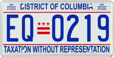 DC license plate EQ0219