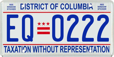 DC license plate EQ0222