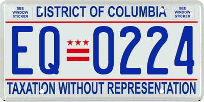 DC license plate EQ0224