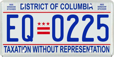 DC license plate EQ0225