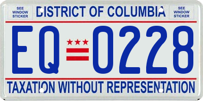 DC license plate EQ0228