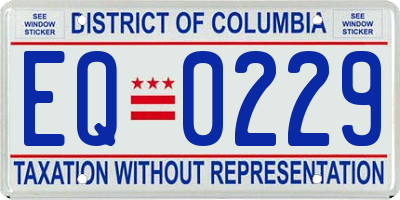 DC license plate EQ0229