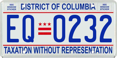 DC license plate EQ0232