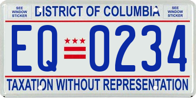 DC license plate EQ0234