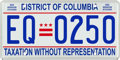 DC license plate EQ0250