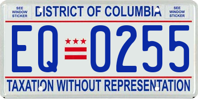 DC license plate EQ0255