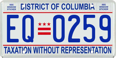 DC license plate EQ0259