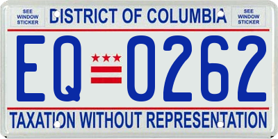 DC license plate EQ0262