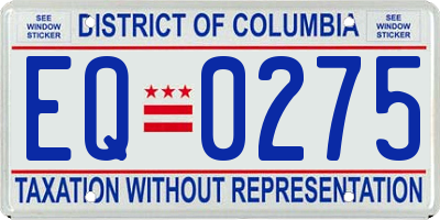 DC license plate EQ0275
