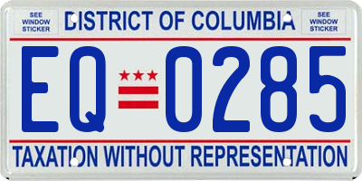 DC license plate EQ0285
