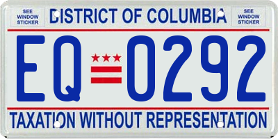 DC license plate EQ0292